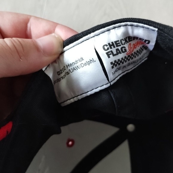 Vintage UAW Delphi Racing Hat Baseball Cap Hendricks Motorsports Black Red OSFA - Picture 9 of 11